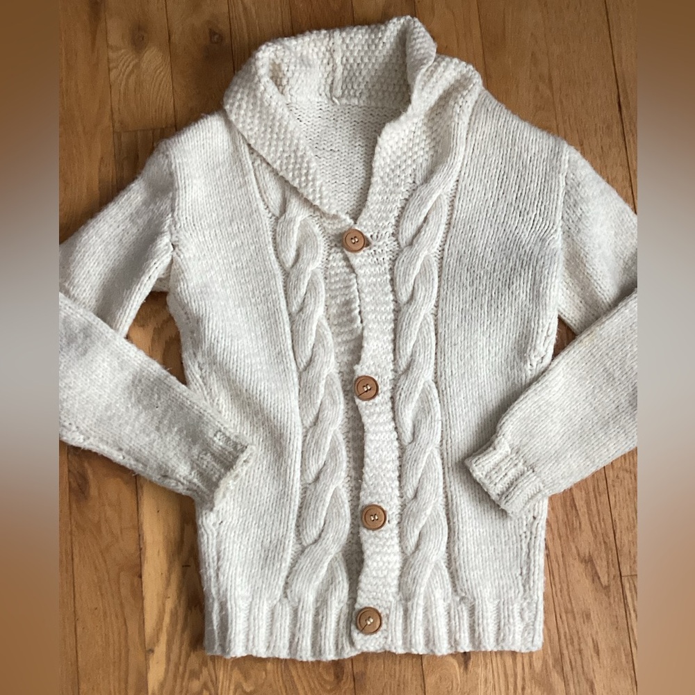 🐑 100% GORGEOUS Knit Cardigan Sweater OOAK EUC  Sz M-XL CHUNKY CABLE